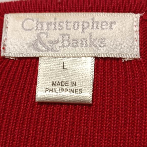 Christopher & Banks EUC Women's Zipper Cardigan, Size Large, Red - Picture 4 of 8